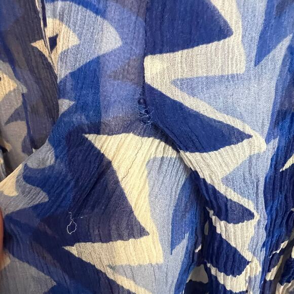 Chanel 100% Silk Chiffon Midi Dress EU 36 US 4 Small Sleeveless Blue White - Picture 11 of 13